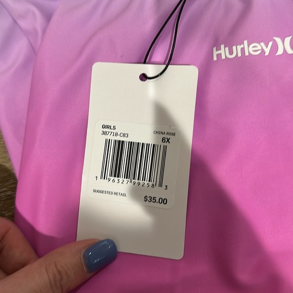 NWT little girls one pieces Hurley bathing suit. Size 6-7 6x - Picture 4 of 5